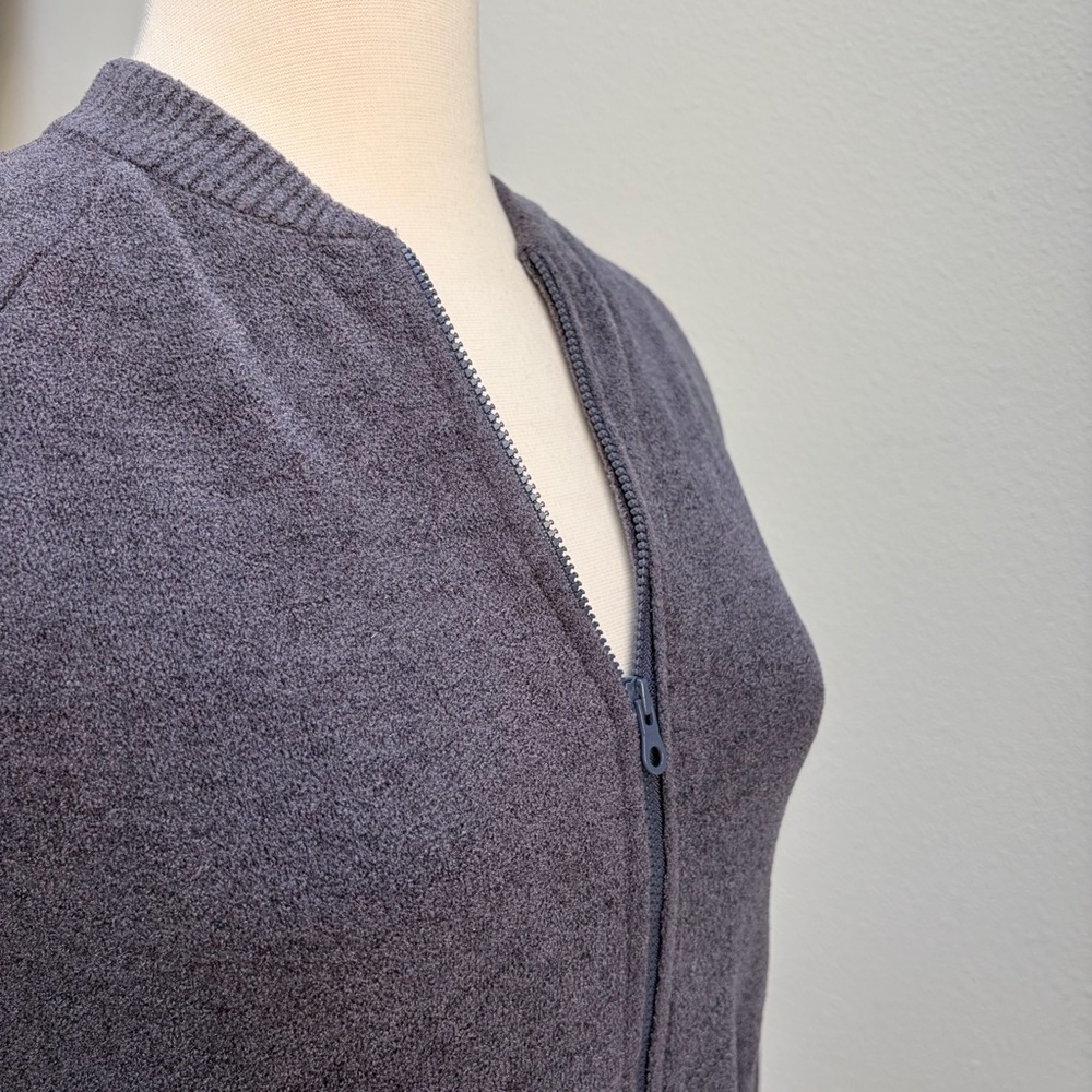 Barefoot Dreams CozyChic Jacket Ultra Lite Bomber Full Zip Blue Gray Size 12 14 - Picture 11 of 14